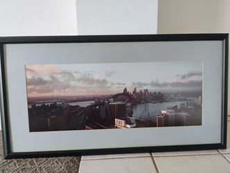 Framed photograph of SYDNEY AUSTRALIA harbour, circa 1990, 37"x 20" framed.