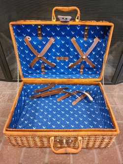 Grey Goose Vodka Wicker Picnic Basket with Grey Goose Logo Lining for Sale