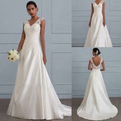 Laced  Sleeveless Wedding Dress 