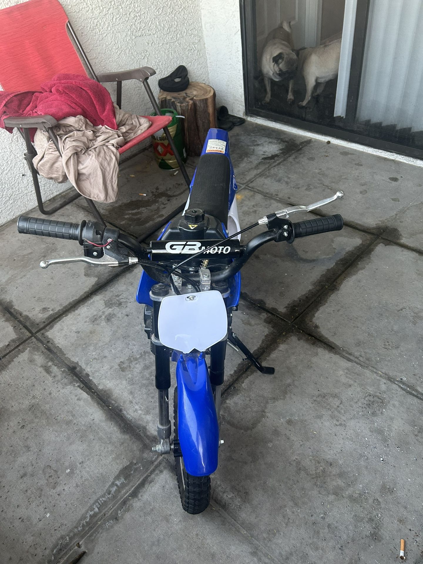 it’s a GBMOTO Dakar PFW 50cc 2 Stroke Gas Dirt Bike