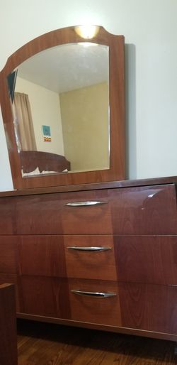 Headboard bed frame dresser and mirror