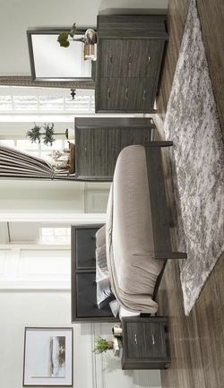 Edina Brownish Gray Panel Bedroom Set (Queen and King Bedroom set& King -Queen Mattress available)