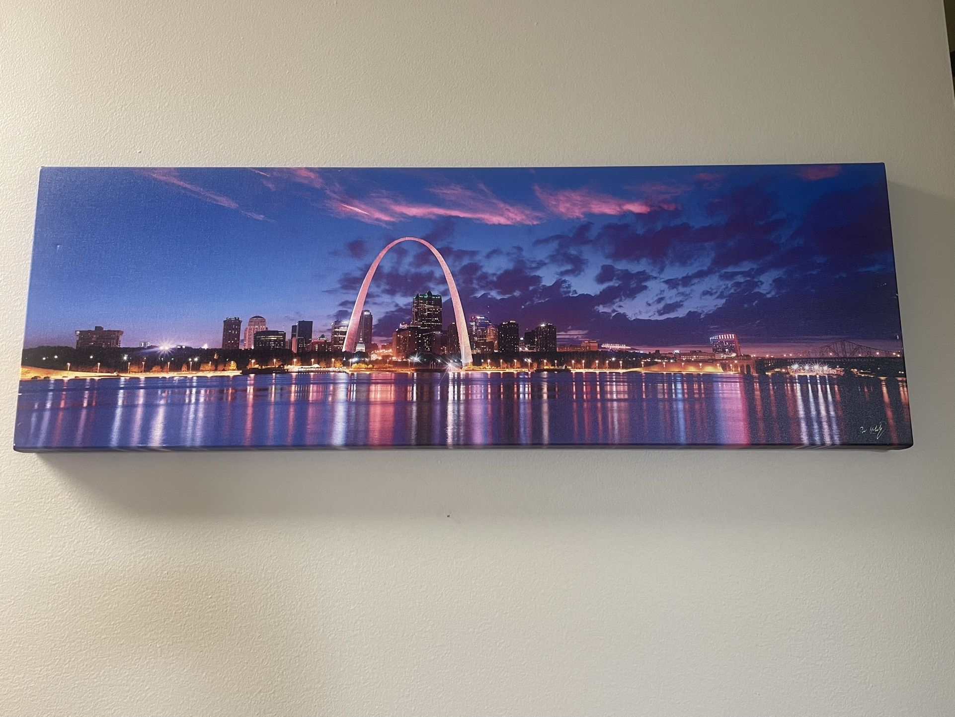 St. Louis Arch At Sunset/Dusk-Canvas Photo 12x36”