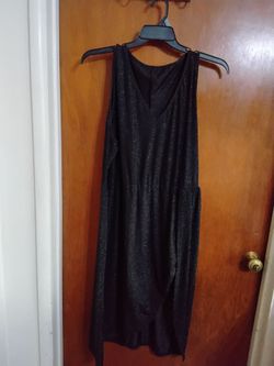 Black Glitter Sleeveless V-Neck Dress.  5XL