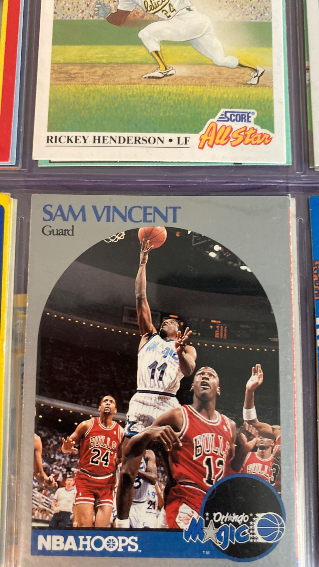 Variety of 1991 baseball and football cards + Sam Vincent error card with Michael Jordan