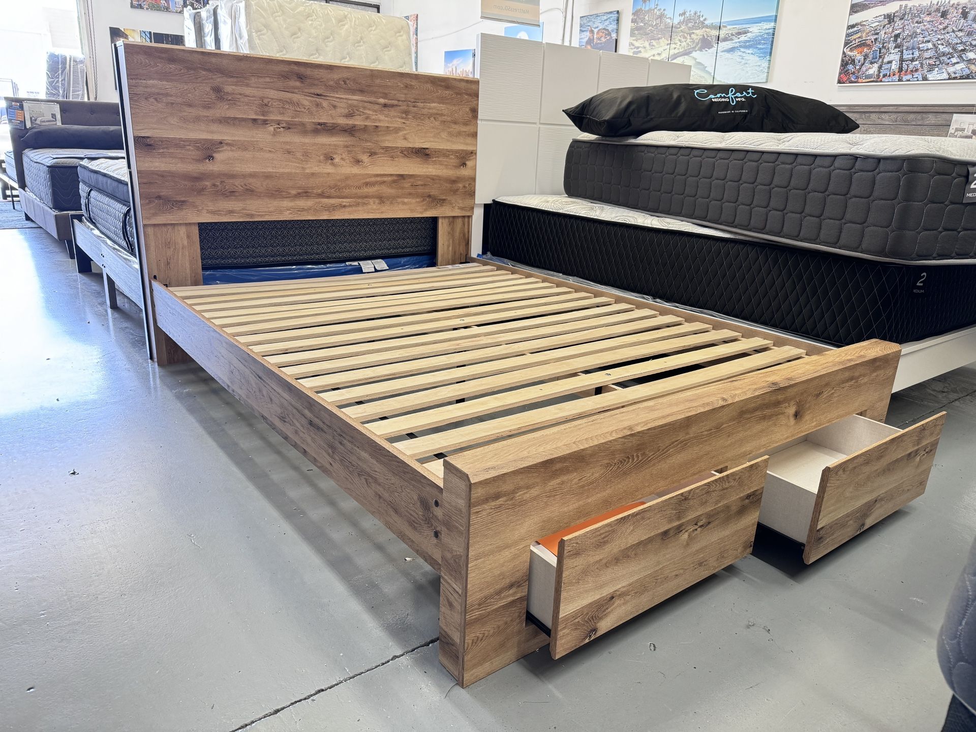 NEW Ashley Furniture Awesome Platform Bed Frame with Storage Drawers! King $488 Queen $388