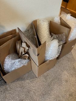 Small moving boxes and bubble wrap.