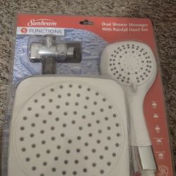 Brand New Sunbeam 5 Functions Dual Shower Massager With Rainfall Head Set 