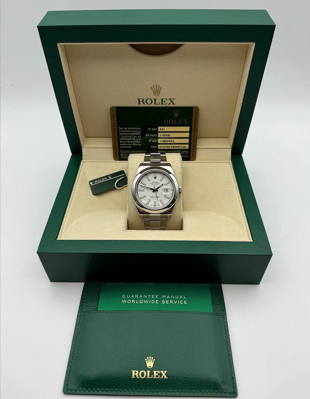 2013 Rolex Datejust 41mm 116300 White Dial watch box and card tag Full Set