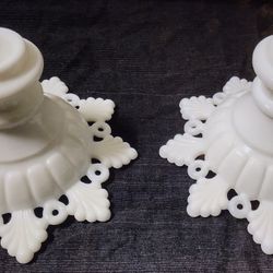 Westmoreland Milkglass Snowflake Candleholders