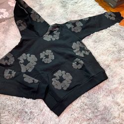 Black On Black Denim Hoodie