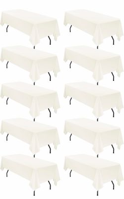 fani 8 Packs Ivory Tablecloth - 60 × 126 Inch for 8Ft Tables Washable Polyester Fabric, Stain Wrinkle Resistant Rectangle Table Cloth for Wedding Banq
