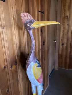 5 Ft. Wood Standing Crane Bird