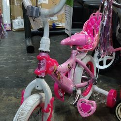 New 12" Princess Bike With Doll Carrier