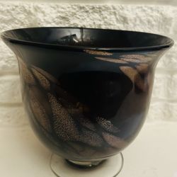 Vintage Hand Blown Murano Style Glass Vase 8 inches diameter