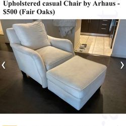 Upholstered casual Chair & Ottoman by Arhaus - $500 (Fair Oaks)