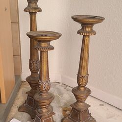 Ornate Gold Candle Holders Set - Vintage-Style Home Accent