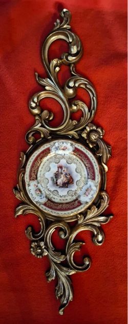 Antique wall aplique with porcelain plate