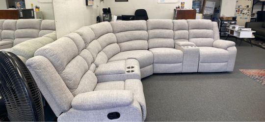 New Large Gray Fabric Sectional Sofa with Recliners