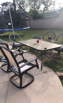 Outdoor furniture glass tables and chairs