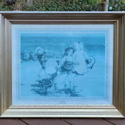 24"×20" Framed Print Children on Beach Art