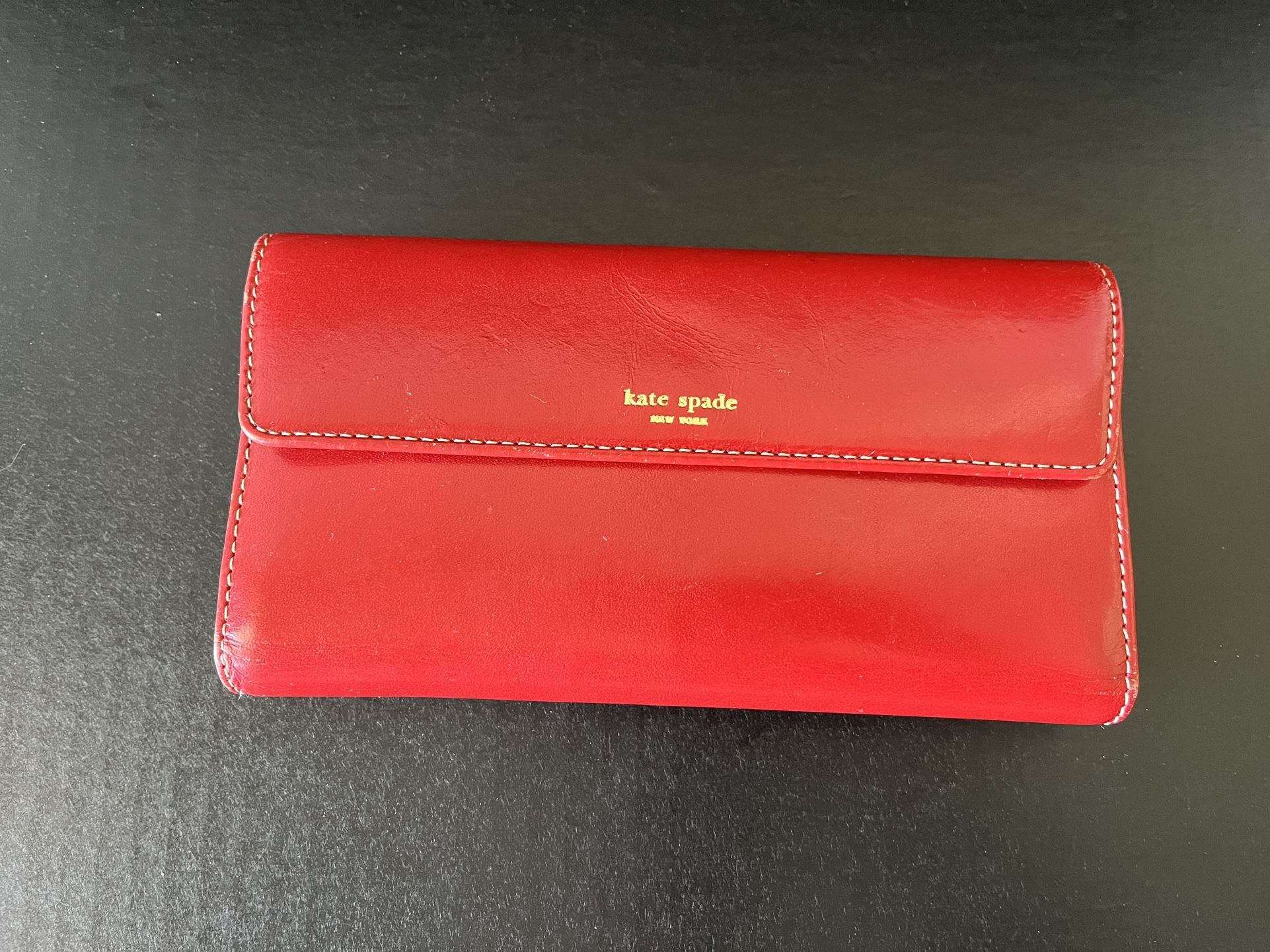 Kate Spade Red Leather Trifold Wallet