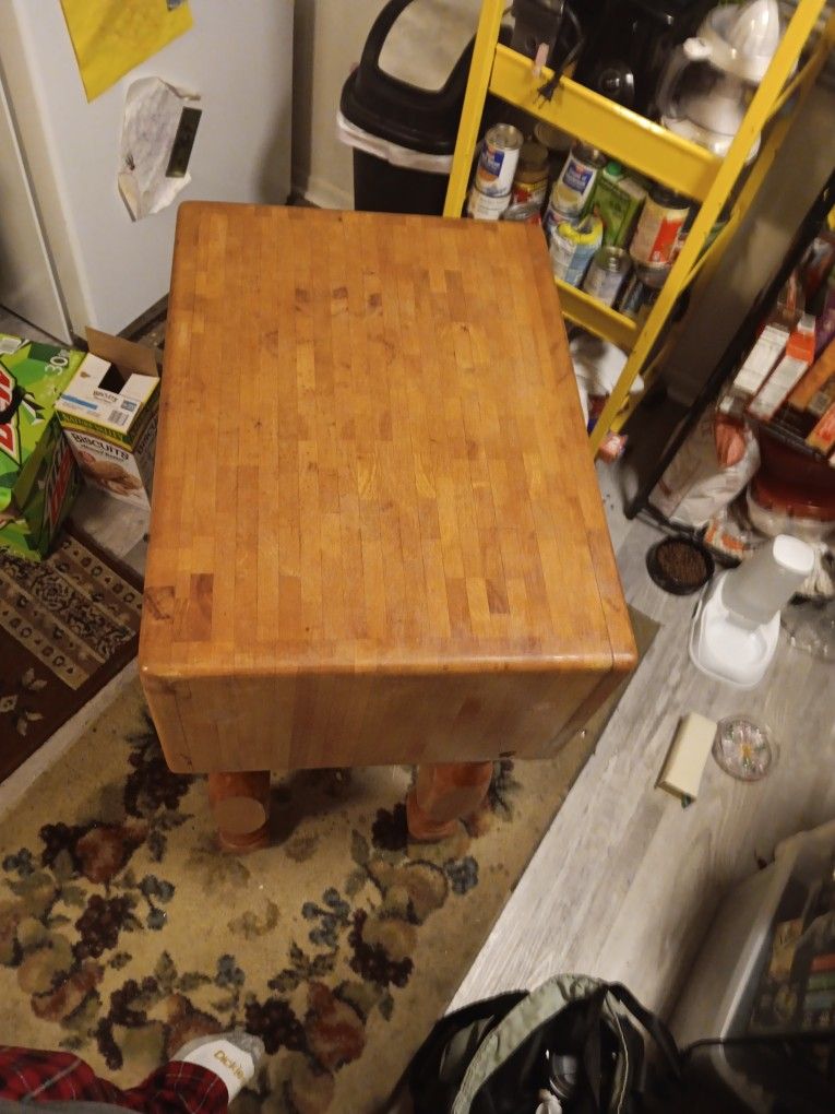 Antique butcher block island