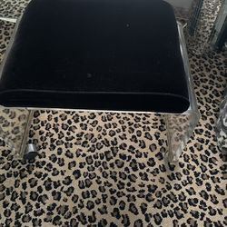 Lucite Vanity Stool On Wheels 20” W