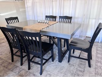 🖤🩶 farmhouse table black and gray grey 6 six chairs dinning comedor dinner dining set