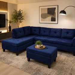 New! Sectional Sofa With Storage Ottoman
