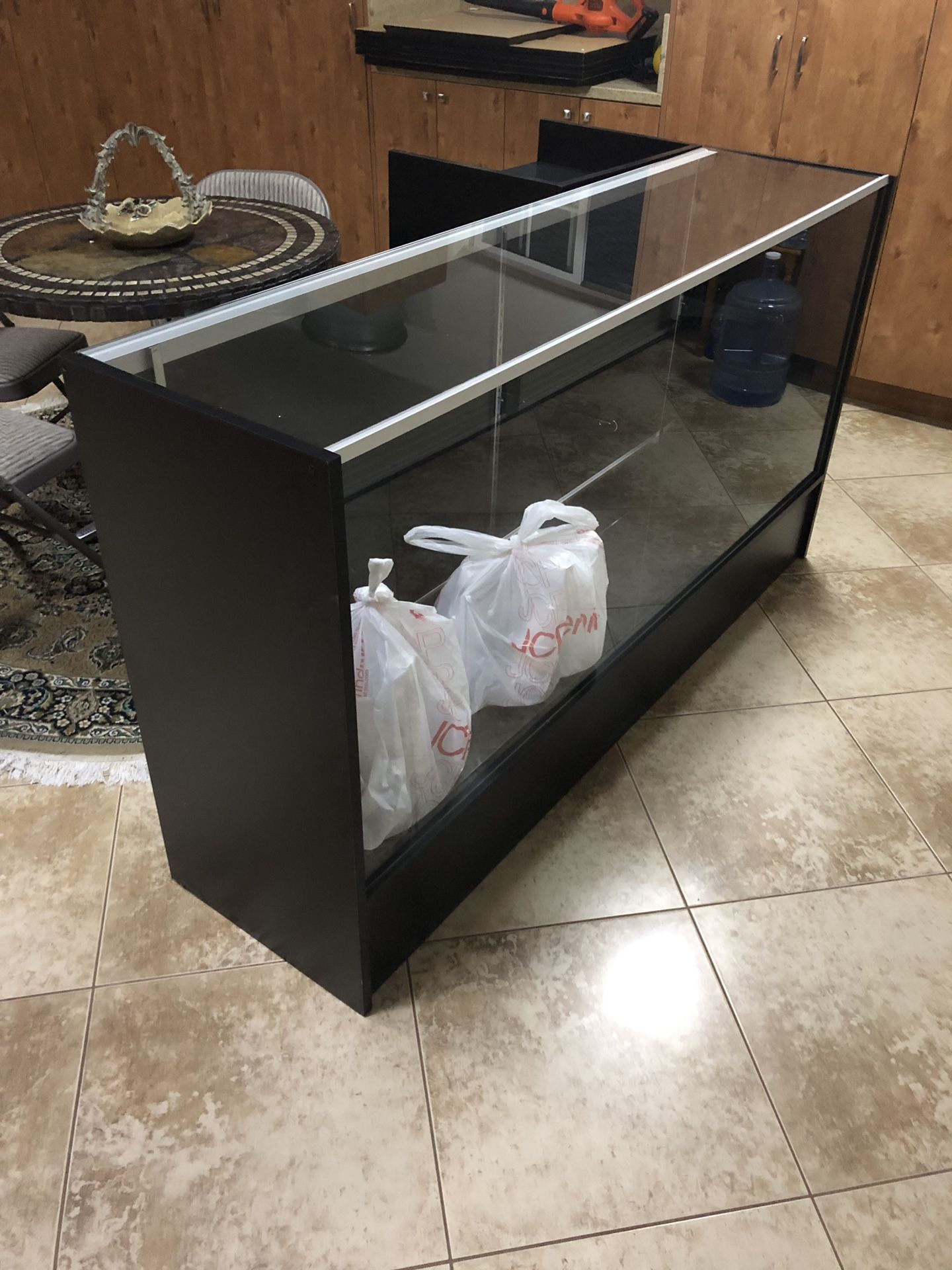 Black Glass Shelf & Cabinet