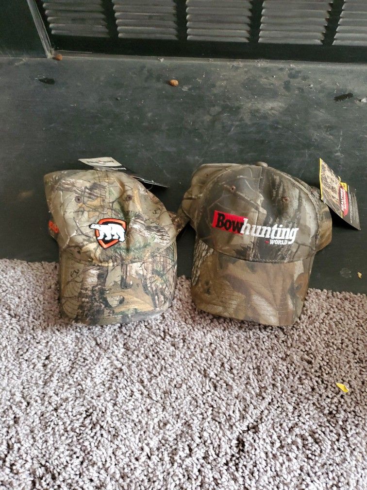 2 Camo Hats Hunting Fishing Construction Baseball Cap Bow Hunting World Arctic Shield 