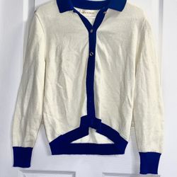 Vintage Vivanti Cream And Blue Cardigan