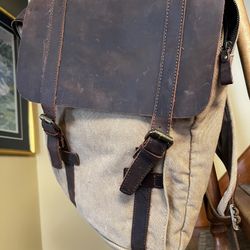 Vagabond Leather And Canvas, Distinctive Backpack, Unique, Major Brand, New, $69