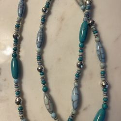 Chaps Turquoise Mixed Beaded Necklace 