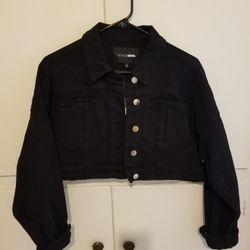 Black Cropped Denim Jacket 