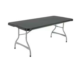OEFBT Series Rectangular Commercial-Grade Folding Table, Heavy-Duty Blow-Molded Resin Design with Steel Frame (30-Inch × 72-Inch, Textured Dark brown,