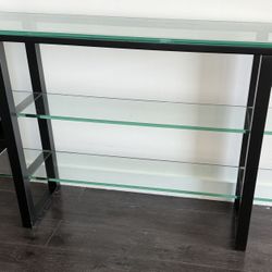 Crate and Barrel Glass Coffee Table and Side Table