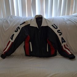 Vintage USA patriotic leather jacket by Oasis in excellent condition