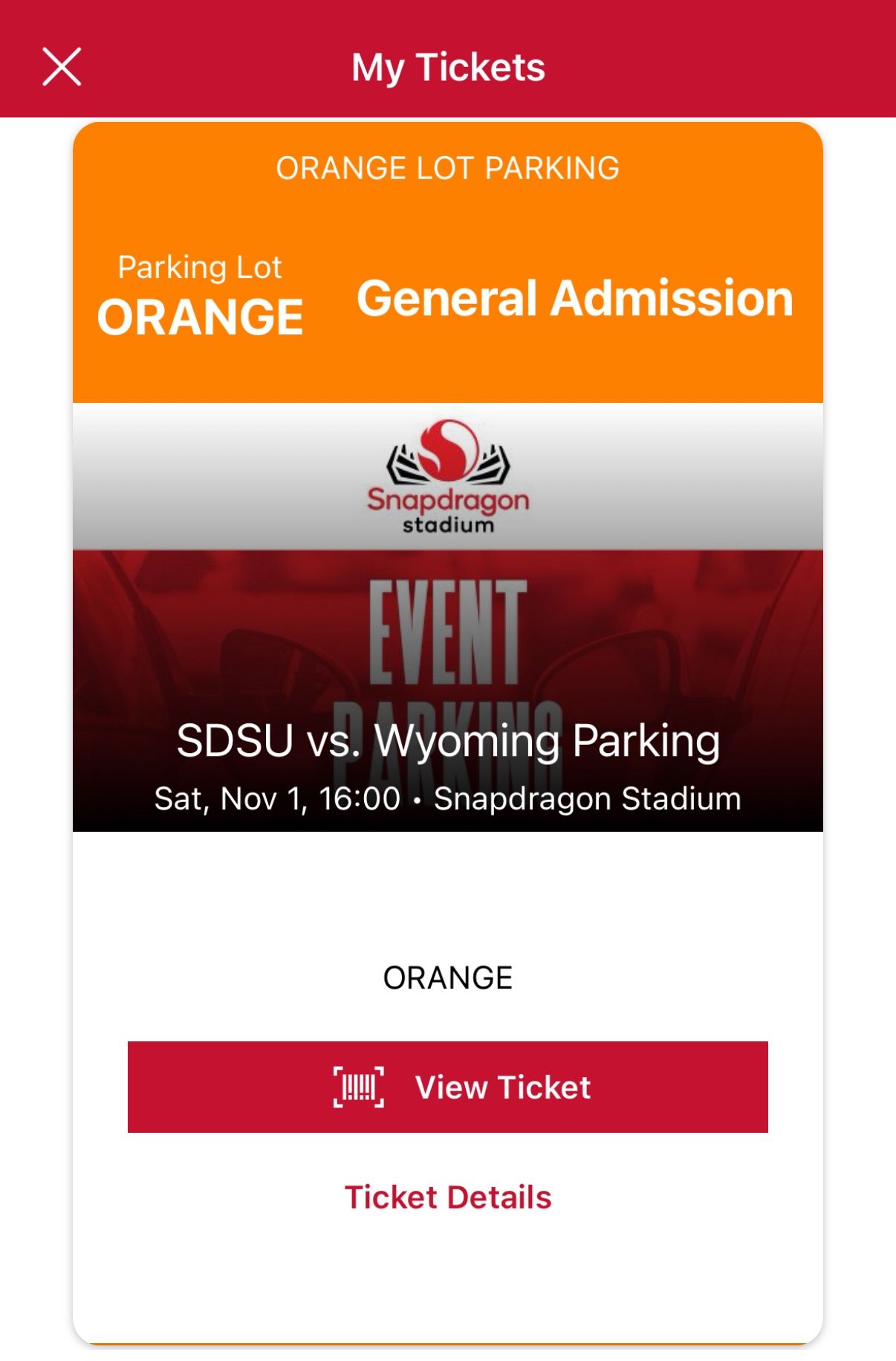 San Diego State Aztecs vs Wyoming Football Parking