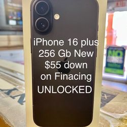 iPhone 16 Plus 256 Gb New In Box UNLOCKED $55 Down On Finacing 