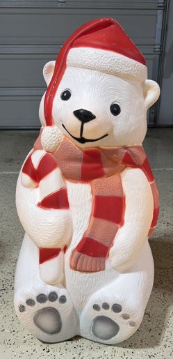 2003 TPI Lighted 29” Polar Bear with Candy Cane Christmas Blow Mold 