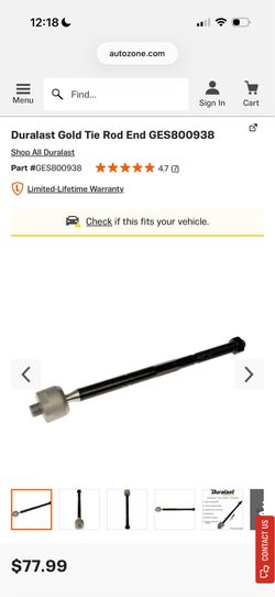 Duralast Gold Tie Rod End GES800938
