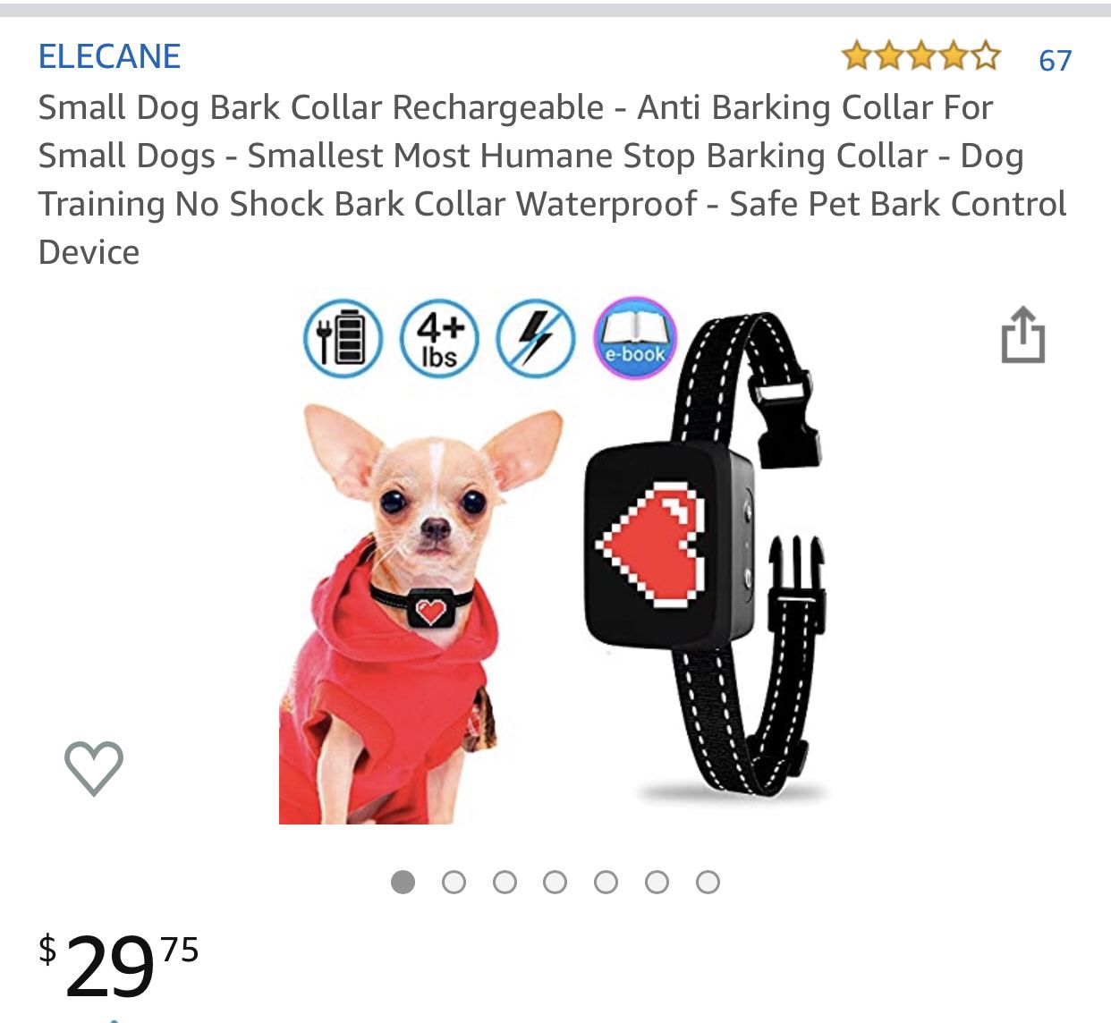 Small Dog Bark Collar Rechargeable - Anti Barking Collar For Small Dogs - Smallest Most Humane Stop Barking Collar - Dog Training No Shock Bark Colla