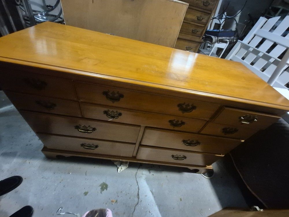 Heavy, Wide, 10 Drawer Dresser With Mirror