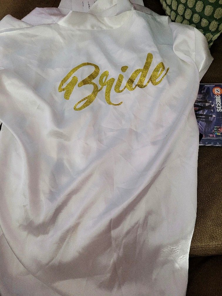 Bride Bridesmaid Robes with Glittering for Wedding Bridal Party Womens Short Silky Satin Robe Size M