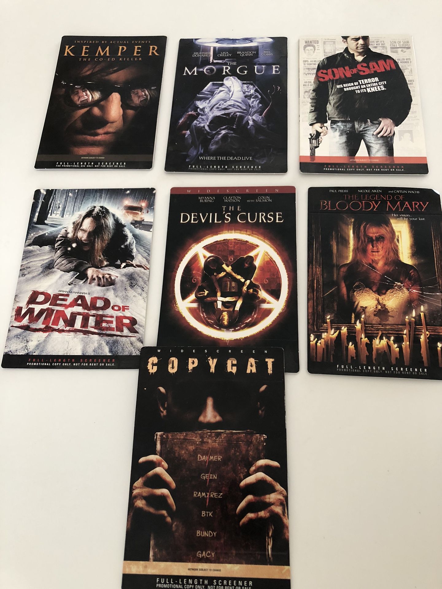 Horror Movies. DVD Format. 7 Titles