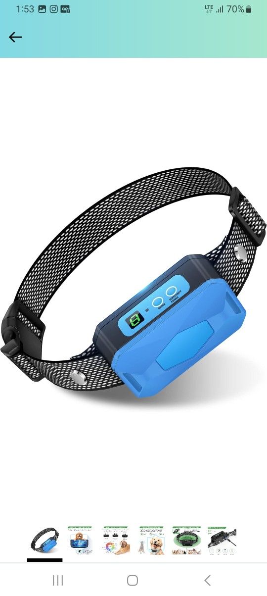 USB-C Rechargeable Braking Training Collar with 5 Levels Adjustable Sensitivity, Harmless Vibration Collar for Small Medium Large Dogs (Blue)