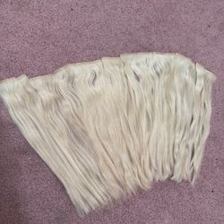 14” human hair extensions foxy locks platinum blonde clip in seamless wig set