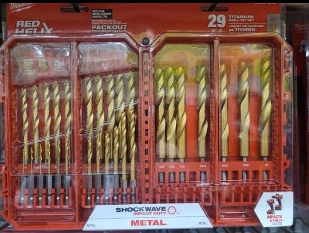 NEW Milwaukee Red Helix Titanium Drill Bit Set 29pc 